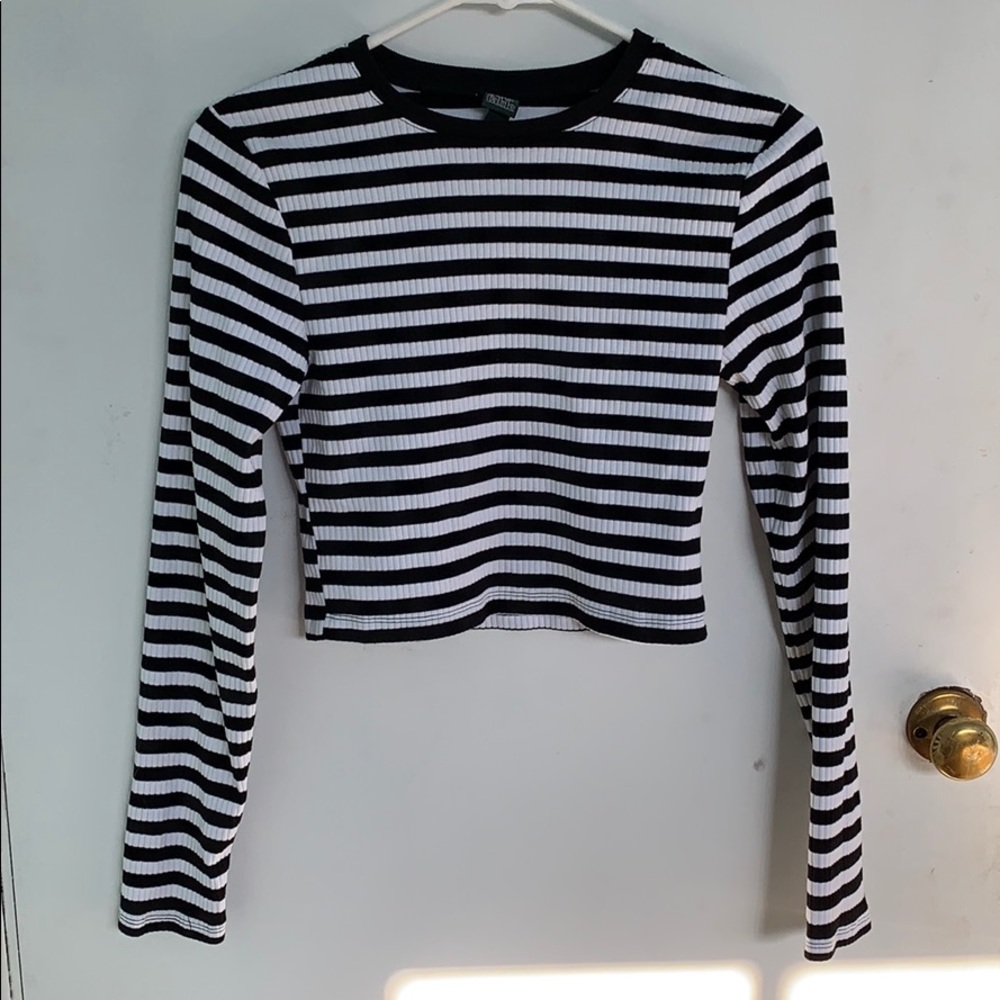 Wild Fable Striped Long Sleeve Crop Top